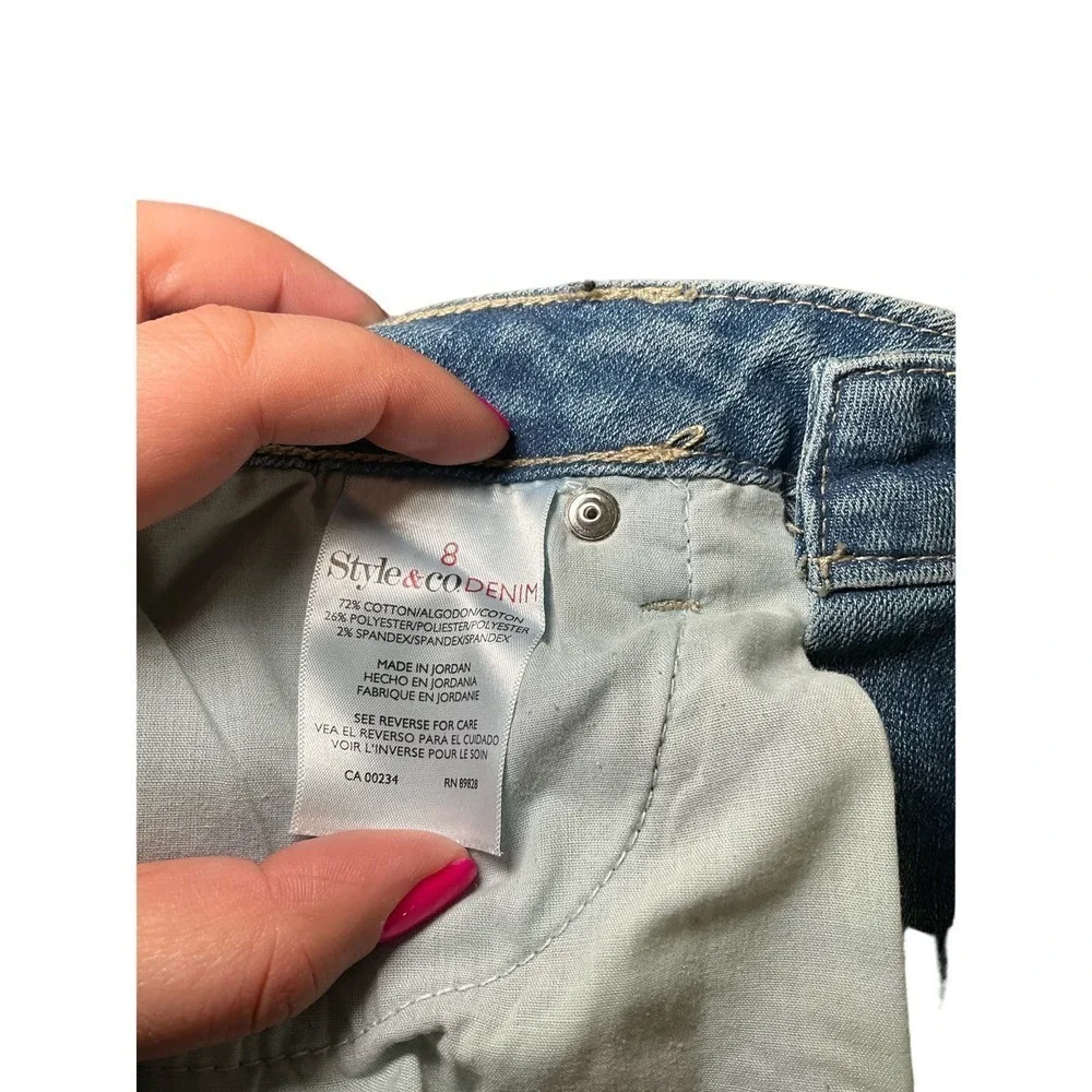 Style & Co Flare Leg Jeans Womens 8 Blue Denim Stretch 5-Pockets Classic Zip Fly